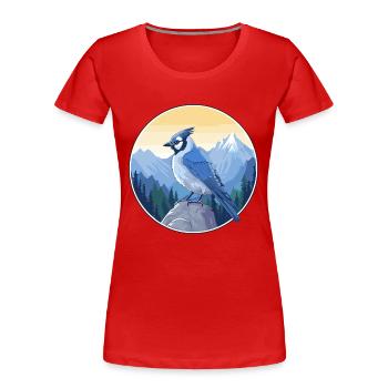 Blue Jay Watercolor Cartoon Kawaii Pet Animal Colo - Women's Premium Organic T-Shirt - red - Front - Mia (176cm)