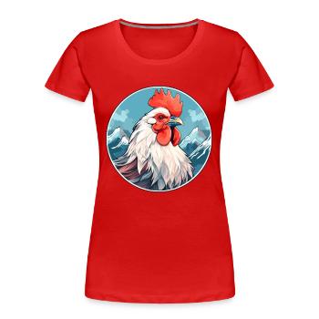 Coq Aquarelle Dessin Animé Kawaii Animal De Compagnie Animal Couleur - T-shirt bio Premium Femme - rouge - Devant - Mia (176cm)