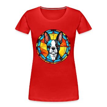 Boston Terrier Hunderasse Buntglas Bunt Wa - Frauen Premium Bio T-Shirt - Rot - Vorne - Mia (176cm)