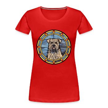 Bouvier des Ardennes Hunderasse Buntglas Farbe - Frauen Premium Bio T-Shirt - Rot - Vorne - Mia (176cm)