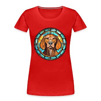 Cao de Seo Miguel Hunderasse Buntglas Bunt - Frauen Premium Bio T-Shirt - Rot - Vorne - Mia (176cm)