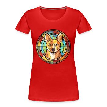 Carolina chien race vitrail coloré Watercol - T-shirt bio Premium Femme - rouge - Devant - Mia (176cm)