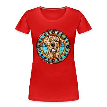 Central Asian Shepherd Dog Breed Stained Glass Col - Women's Premium Organic T-Shirt - red - Front - Mia (176cm)