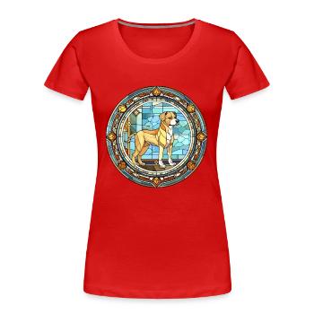Chinese Imperial Dog Breed Stained Glass Colorful - Women's Premium Organic T-Shirt - red - Front - Mia (176cm)