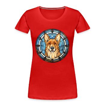 Carpathian Shepherd Dog Breed Stained Glass Colorf - Women's Premium Organic T-Shirt - red - Front - Mia (176cm)
