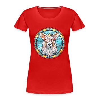 Chinois à crête chien race vitrail coloré W - T-shirt bio Premium Femme - rouge - Devant - Mia (176cm)