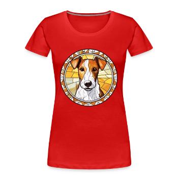 Foxterrier Glatte Hunderasse Buntglas Colorfu - Frauen Premium Bio T-Shirt - Rot - Vorne - Mia (176cm)