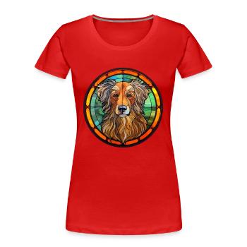 Kuchi Afghan Shepard chien race vitrail couleur - T-shirt bio Premium Femme - rouge - Devant - Mia (176cm)