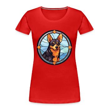 Lancashire Heeler chien race vitrail coloré - T-shirt bio Premium Femme - rouge - Devant - Mia (176cm)