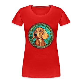 Magyar Agar Dog Breed Stained Glass Colorful Water - Women's Premium Organic T-Shirt - red - Front - Mia (176cm)