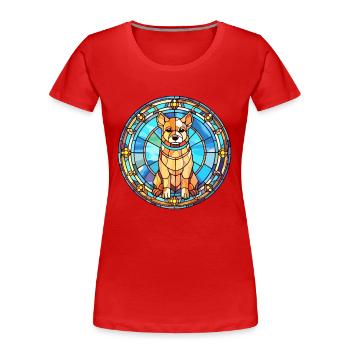 Middle Asian Ovtcharka Dog Breed Stained Glass Col - Women's Premium Organic T-Shirt - red - Front - Mia (176cm)