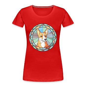 Norwegische Lundehund Hunderasse Buntglas Farbe - Frauen Premium Bio T-Shirt - Rot - Vorne - Mia (176cm)