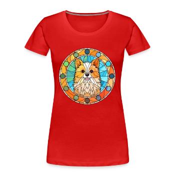 Pommersche Hunderasse Buntes Glas Buntes Wasser - Frauen Premium Bio T-Shirt - Rot - Vorne - Mia (176cm)