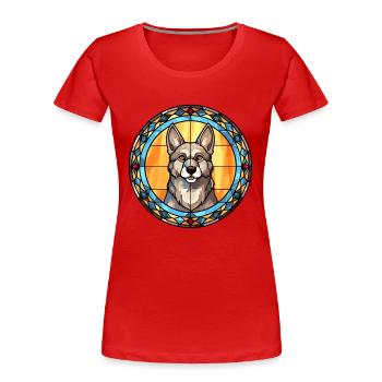 Norwegian Elkhound Dog Breed Stained Glass Colorfu - Women's Premium Organic T-Shirt - red - Front - Mia (176cm)
