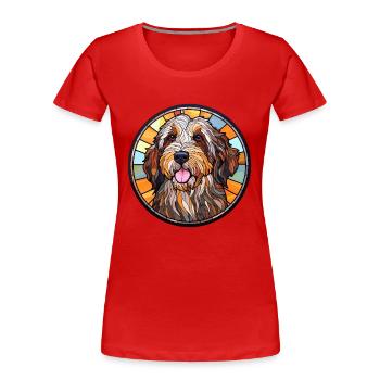 Picardie Schäferhund Hunderasse Buntglas Bunt - Frauen Premium Bio T-Shirt - Rot - Vorne - Mia (176cm)