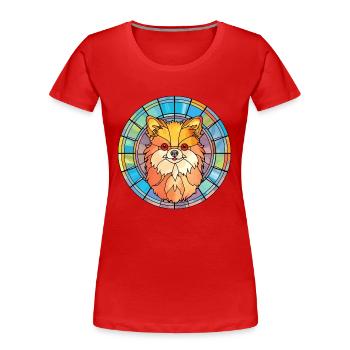 Pommersche Spitze Hunderasse Buntglas Bunt - Frauen Premium Bio T-Shirt - Rot - Vorne - Mia (176cm)