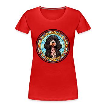 Portugiesischer Wasserhund Rasse Buntglas Bunt - Frauen Premium Bio T-Shirt - Rot - Vorne - Mia (176cm)