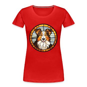 Scotch Collie Hunderasse Buntes Glas Wat - Frauen Premium Bio T-Shirt - Rot - Vorne - Mia (176cm)