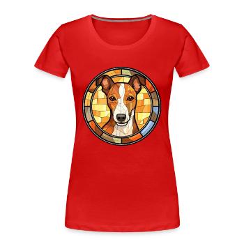 Glatter Foxterrier Hunderasse Buntglas Colorfu - Frauen Premium Bio T-Shirt - Rot - Vorne - Mia (176cm)
