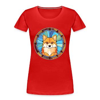Spielzeug Deutscher Spitz Hunderasse Buntglas Bunt - Frauen Premium Bio T-Shirt - Rot - Vorne - Mia (176cm)