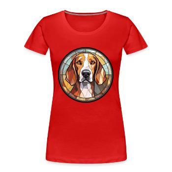 Treeing Walker Coonhound Hunderasse Buntglas C - Frauen Premium Bio T-Shirt - Rot - Vorne - Mia (176cm)