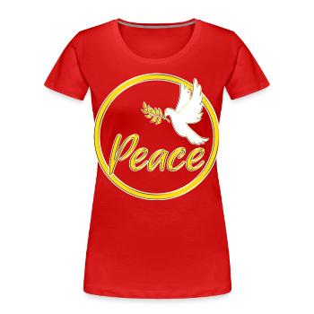 Colombe de la paix de la paix Signe de la paix Déclaration - T-shirt bio Premium Femme - rouge - Devant - Mia (176cm)