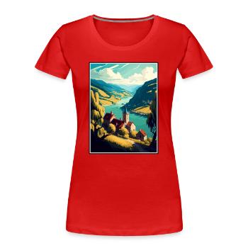 Wachautal Österreich Vintage Reiseposter WPA - Frauen Premium Bio T-Shirt - Rot - Vorne - Mia (176cm)
