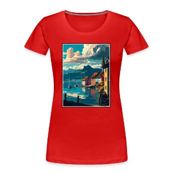 Bregenz Österreich Vintage Reiseposter WPA Souvenir - Frauen Premium Bio T-Shirt - Rot - Vorne - Mia (176cm)