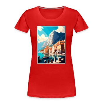 Makarska Kroatien Vintage Reiseposter Souvenir - Frauen Premium Bio T-Shirt - Rot - Vorne - Mia (176cm)