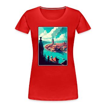 Zürich Schweiz Vintage Reiseposter Souvenir - Frauen Premium Bio T-Shirt - Rot - Vorne - Mia (176cm)