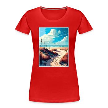 Terschelling Niederlande Vintage Reiseposter WPA - Frauen Premium Bio T-Shirt - Rot - Vorne - Mia (176cm)