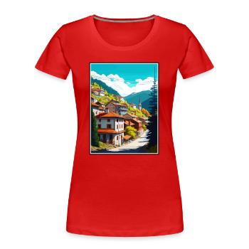 Artvin Turquie Vintage Voyage Affiche WPA Souvenir - T-shirt bio Premium Femme - rouge - Devant - Mia (176cm)