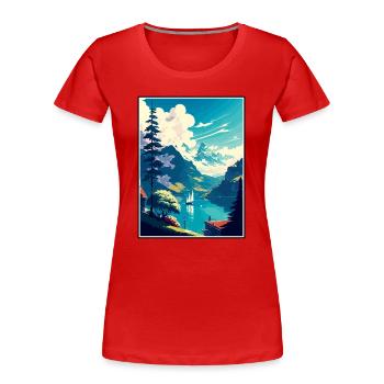 Burgenstock Schweiz Vintage Reiseposter WPA - Frauen Premium Bio T-Shirt - Rot - Vorne - Mia (176cm)