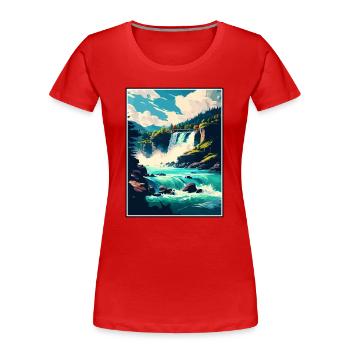 Rheinfall Schweiz Vintage Reiseposter WPA - Frauen Premium Bio T-Shirt - Rot - Vorne - Mia (176cm)