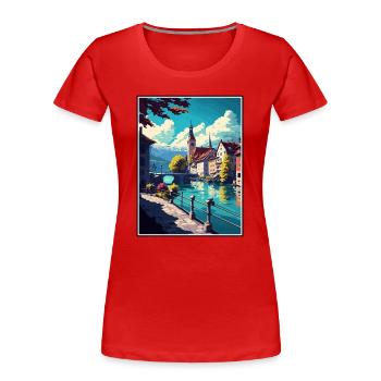 Thun Schweiz Vintage Reiseposter Souvenir - Frauen Premium Bio T-Shirt - Rot - Vorne - Mia (176cm)