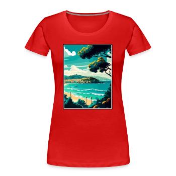 San Sebastian, Spanien, Vintage, Reiseposter, Souvenir - Frauen Premium Bio T-Shirt - Rot - Vorne - Mia (176cm)