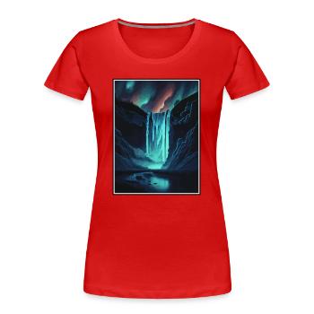 Skogafoss Island Vintage Reiseposter Souvenir - Frauen Premium Bio T-Shirt - Rot - Vorne - Mia (176cm)
