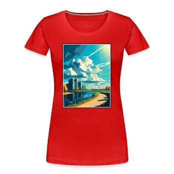 Almere Niederlande Vintage Reiseposter Souvenir - Frauen Premium Bio T-Shirt - Rot - Vorne - Mia (176cm)