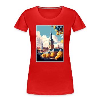 Dortmund Allemagne Vintage voyage affiche Souvenir - T-shirt bio Premium Femme - rouge - Devant - Mia (176cm)