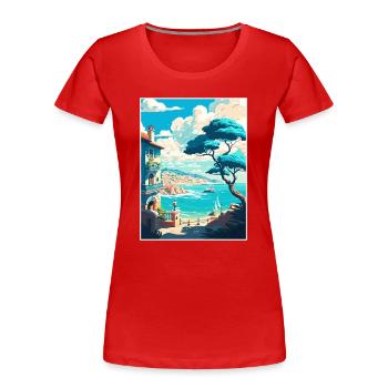 Nizza Francescape Vintage Reiseposter Souvenir - Frauen Premium Bio T-Shirt - Rot - Vorne - Mia (176cm)