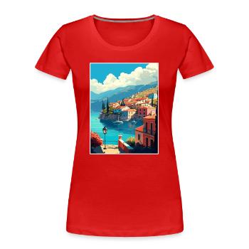 Kefalonia Griechenland Dekoration Vintage Reiseposter - Frauen Premium Bio T-Shirt - Rot - Vorne - Mia (176cm)