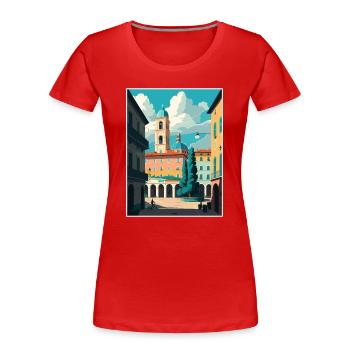 Bologne Décoration Italie Vintage Voyage Affiche WPA - T-shirt bio Premium Femme - rouge - Devant - Mia (176cm)