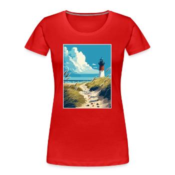 Sylt Insel Deutschland Vintage Reiseposter Souvenir - Frauen Premium Bio T-Shirt - Rot - Vorne - Mia (176cm)