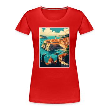 Dubrovnik Kroatien Vintage Reiseposter Souvenir - Frauen Premium Bio T-Shirt - Rot - Vorne - Mia (176cm)