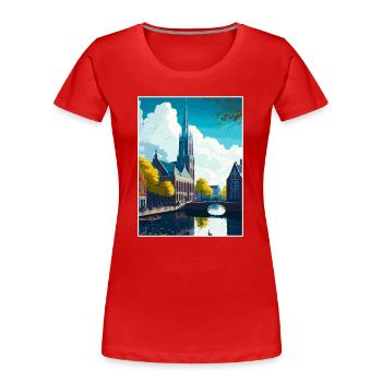 Delft Niederlande Vintage Reiseposter Souvenir - Frauen Premium Bio T-Shirt - Rot - Vorne - Mia (176cm)