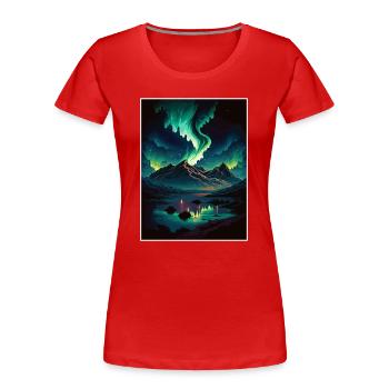 Aurores boréales aurores boréales Islande Souvenir - T-shirt bio Premium Femme - rouge - Devant - Mia (176cm)