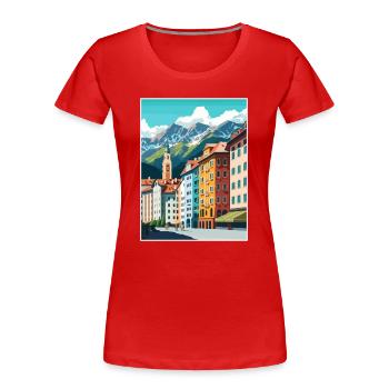 Innsbruck Österreich Vintage Reiseposter Souvenir - Frauen Premium Bio T-Shirt - Rot - Vorne - Mia (176cm)