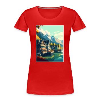 Interlaken Switzerland Vintage Travel Poster WPA - Women's Premium Organic T-Shirt - red - Front - Mia (176cm)