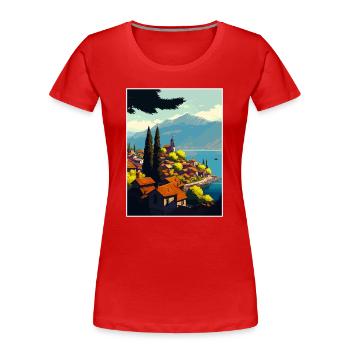 Ohrid Island See Kirche des Heiligen Johannes Mazedonien - Frauen Premium Bio T-Shirt - Rot - Vorne - Mia (176cm)