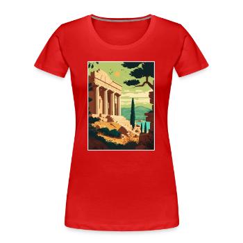 Athènes Grèce Acropole Vintage voyage affiche WPA - T-shirt bio Premium Femme - rouge - Devant - Mia (176cm)
